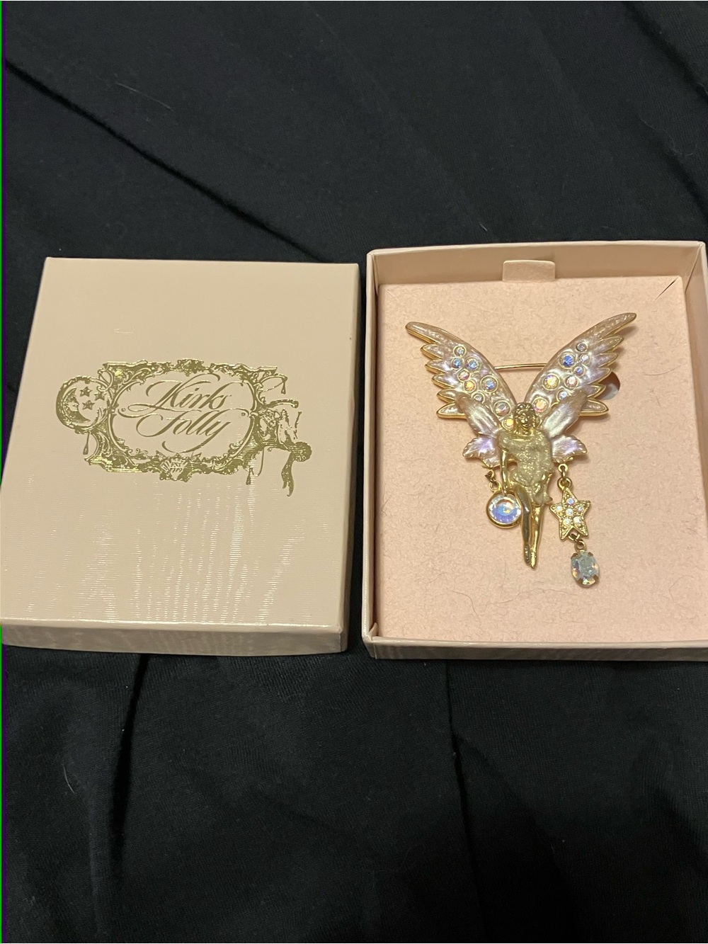 RARE KIRKS FOLLY FAIRY BROOCH WITH CHARMS